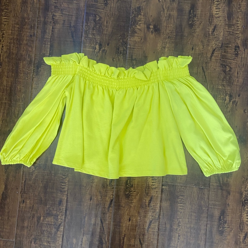 Off the shoulder yellow top
